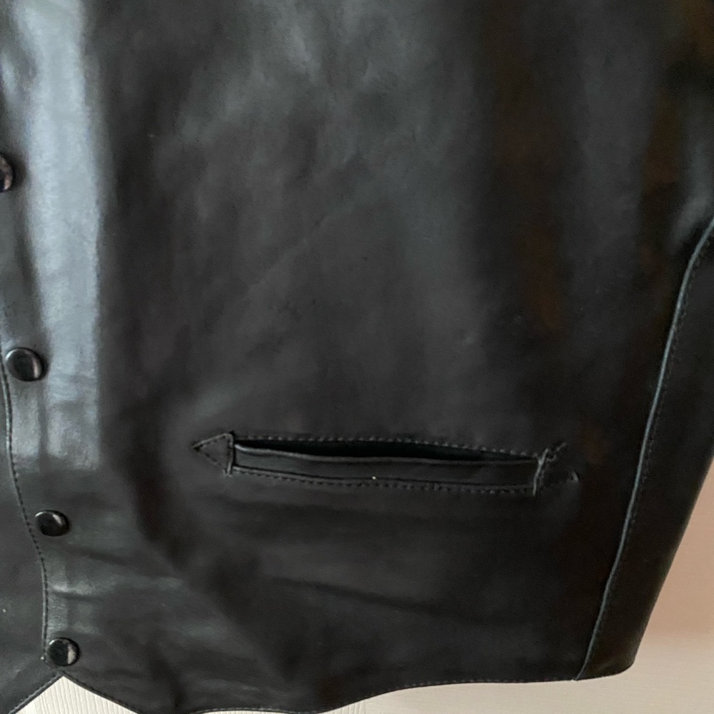 VINTAGE GUIDE GEAR Black Leather Tactical Concealed Carry Western Vest SZ L - Picture 6 of 11